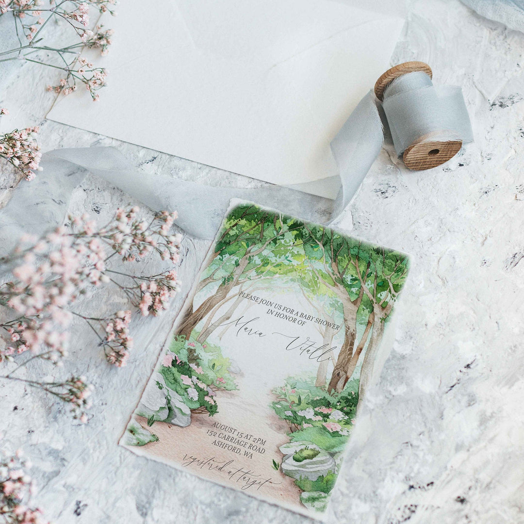 Garden Baby Shower Invitation Template - Enchanted Forest Baby Shower Invitation - Fairy Tale Baby Shower Invitation - Garden Shower - Fairy