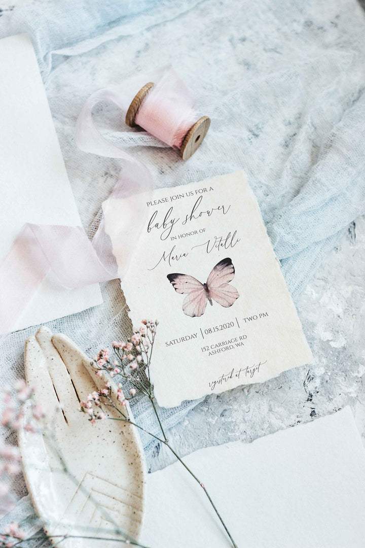Butterfly Baby Shower Invitation - Secret Garden Baby Shower Invitation - Enchanted Forest Books for Baby Card - Woodland Baby Shower