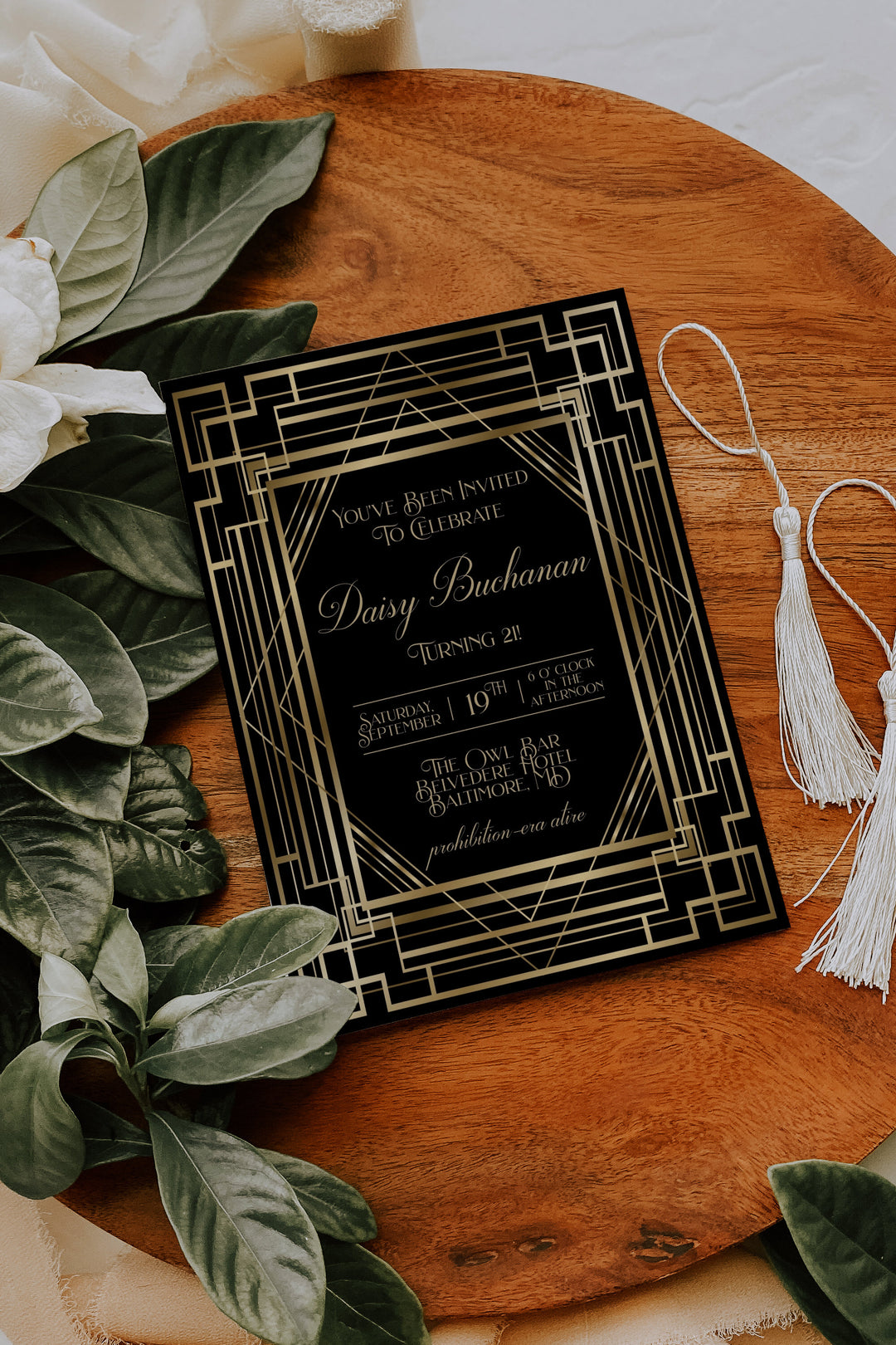 Great Gatsby Birthday Invitation - Roaring 20's Invitation - Art Deco Invitation - Prohibition Era Invitation - 20's Theme Invitation - 21st