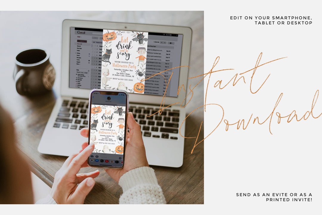 Halloween Potluck Party Invitation - Halloween Costume Party Invitation - Kids Halloween Party Invitation - Halloween Birthday Invitation