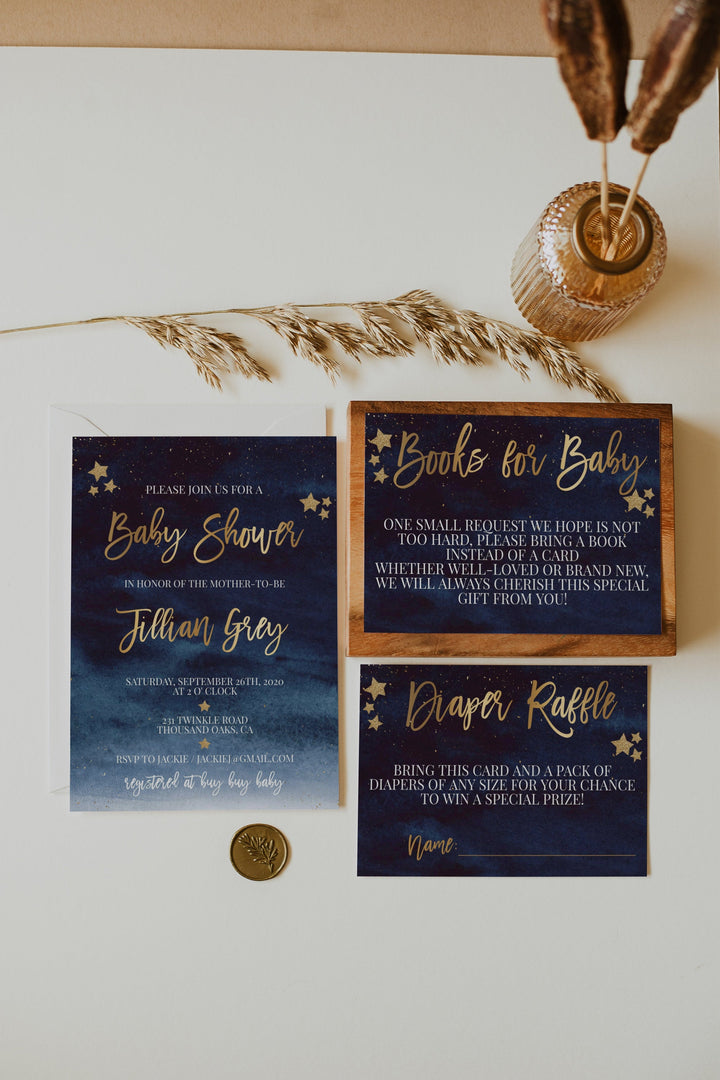 Twinkle Twinkle Little Star Baby Shower Invitation - Editable Baby Boy Baby Shower Invitation - Galaxy Baby Shower Invitation - Baby Boy