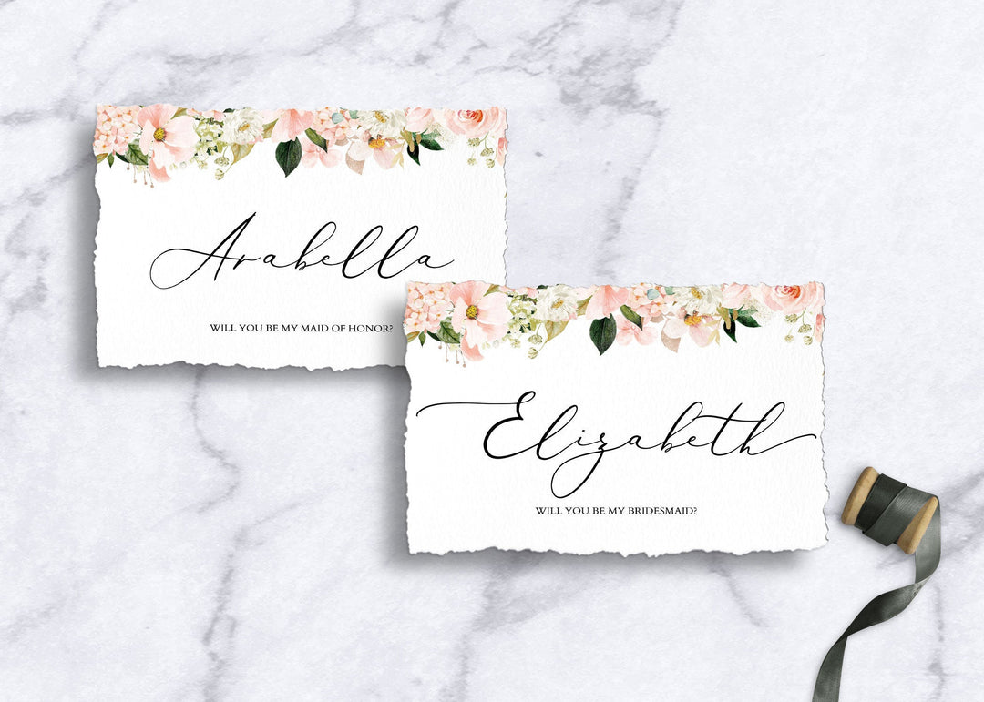 Bridesmaid Proposal Card - Printable Maid of Honor Proposal Card - Floral Bridesmaid Proposal Card - Simple Floral Maitron of Honor Proposal