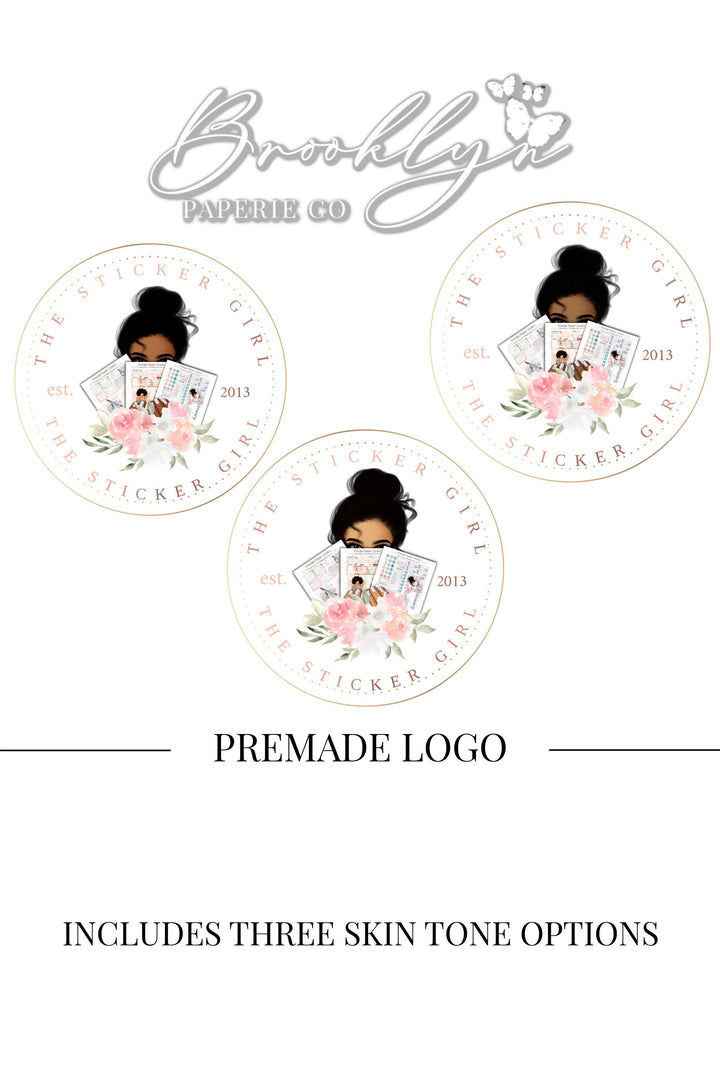 Sticker Maker Logo - Planner Sticker Designer Logo - Etsy Sticker Shop Logo - Planner Accessories Shop Logo - Sticker Crafter Premade Logo