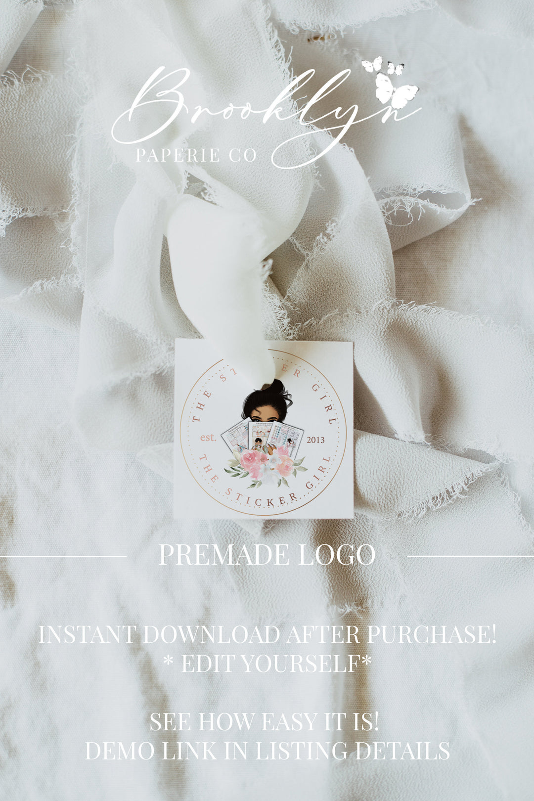 Sticker Maker Logo - Planner Sticker Designer Logo - Etsy Sticker Shop Logo - Planner Accessories Shop Logo - Sticker Crafter Premade Logo