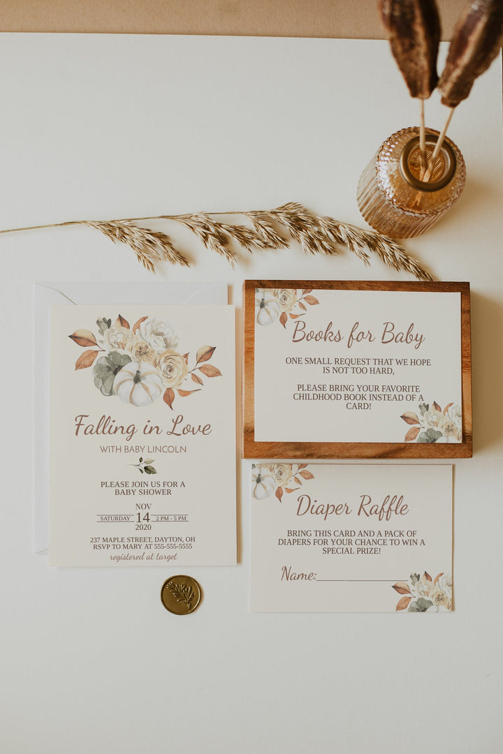 Autumn Baby Shower Invitation - Fall Pumpkin Baby Shower Games - Autumn Baby Shower Suite - November Baby Shower Invitations - Fall Invite