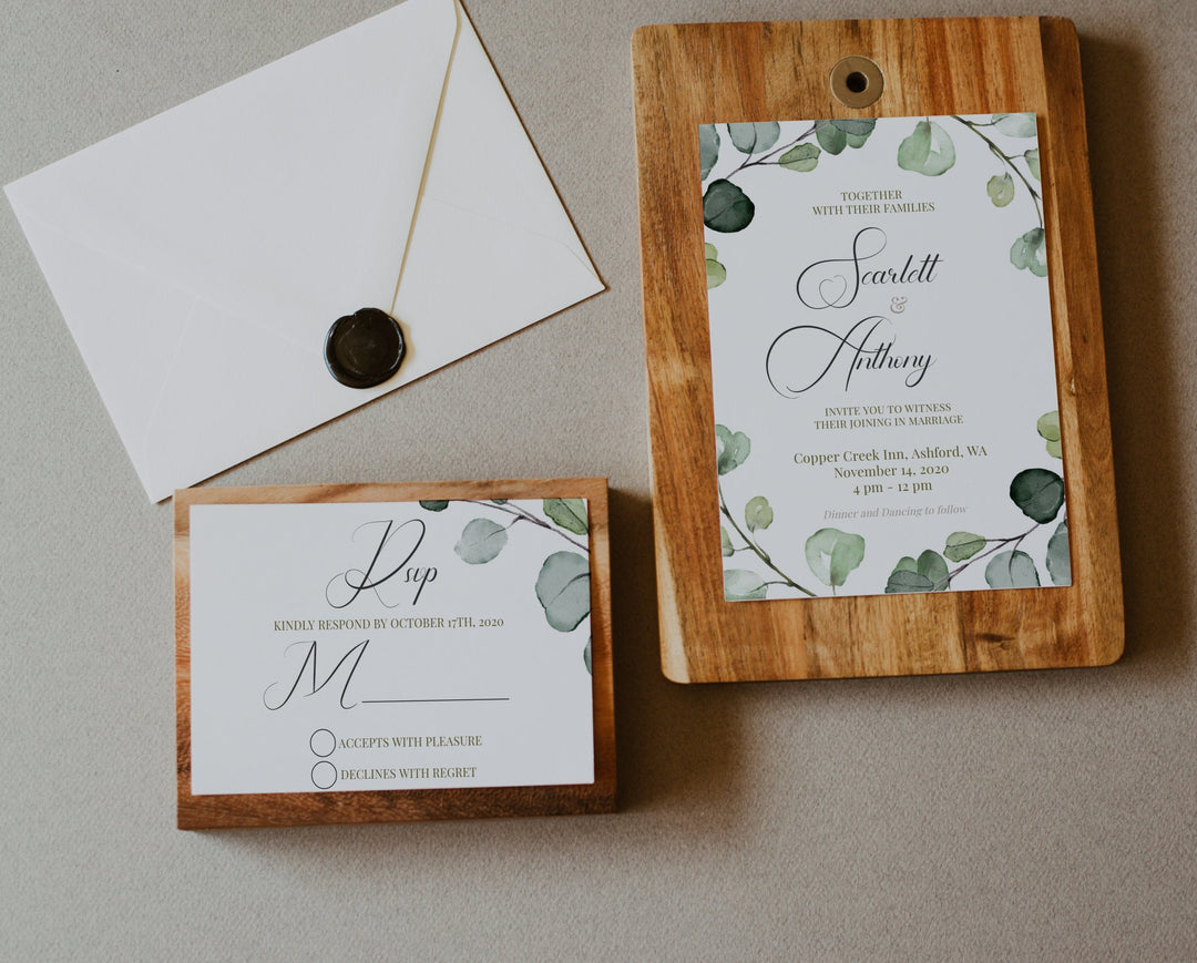 Green Eucalyptus Wedding Invitation - Botanical Green Wedding Invitiation - Instant Download Eucalyptus Invitation - Printable Eucalyptus