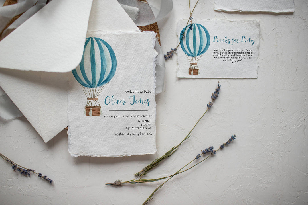 Hot Air Balloon Theme Baby Shower Invitation -  Boy Balloon Baby Sprinkle Invitation - Boy Baby Shower Invitation - Simple Invite Template