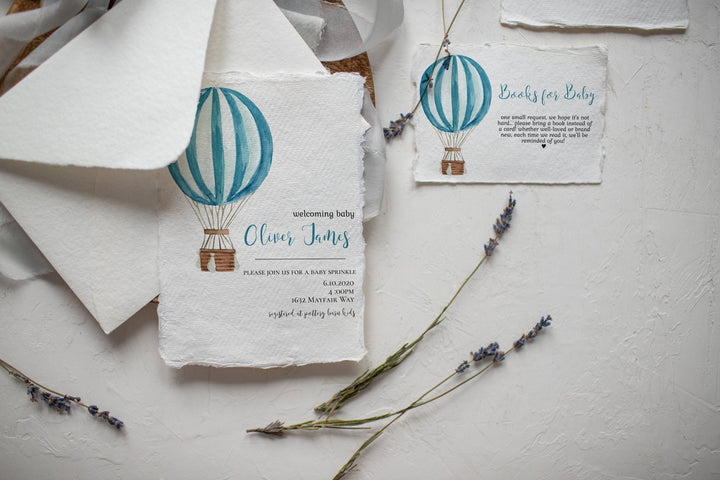 Hot Air Balloon Theme Baby Shower Invitation -  Boy Balloon Baby Sprinkle Invitation - Boy Baby Shower Invitation - Simple Invite Template