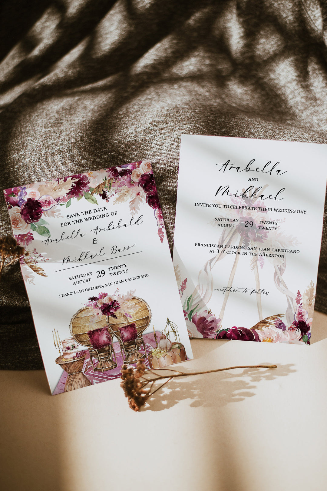 Boho Wedding Invitation - Wedding Invitation Set - BOHEMIAN Wedding Template Bundle - Wedding Invite - Wedding Template Set - Boho Theme