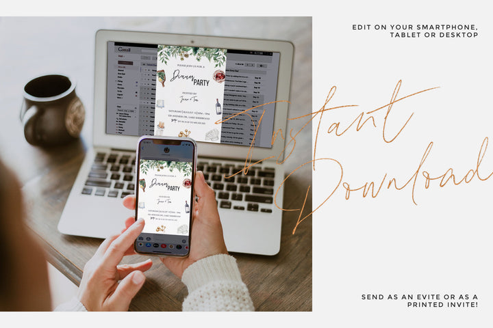 Dinner Party Printable Invitation - Housewarming Dinner Party Invitation - Rehearsal Dinner Party Invitation - Neighborhood Dinner Party
