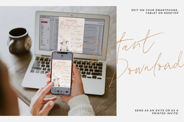 Safari Honk & Wave Baby Shower Invitation - Drive By Baby Shower Invitation - COVID Baby Shower Invitation - Quarantine Baby Shower Invite