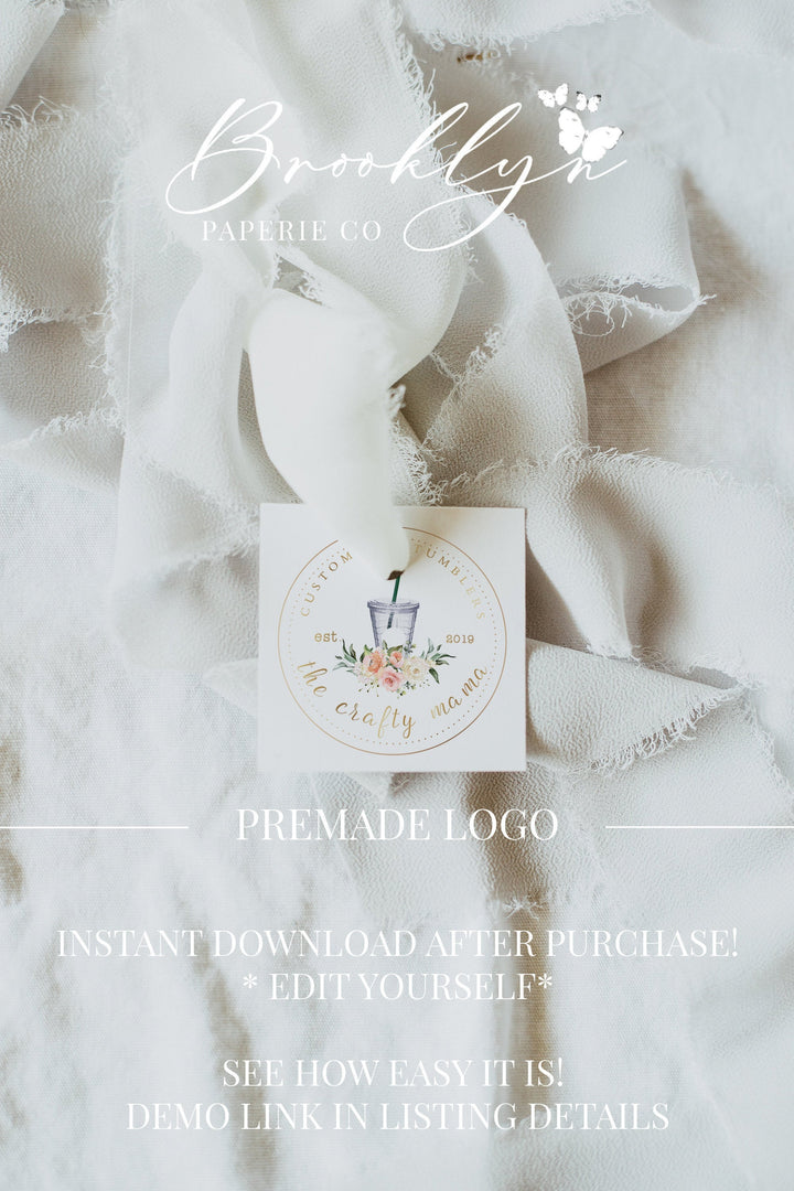 Vinyl Designer Logo - Cricut Designer Logo - Tumbler Designer Logo - Starbucks Cup Logo - Cricut Business Logo - Crafty Business Logo
