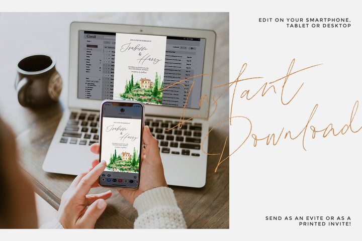 Italian Landscape Wedding Invitation - Invito di Nozze - Invito di Matrimonio - Italy Wedding Invitation - Italy Elopement Invitation