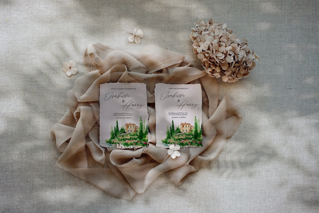 Italian Landscape Wedding Invitation - Invito di Nozze - Invito di Matrimonio - Italy Wedding Invitation - Italy Elopement Invitation