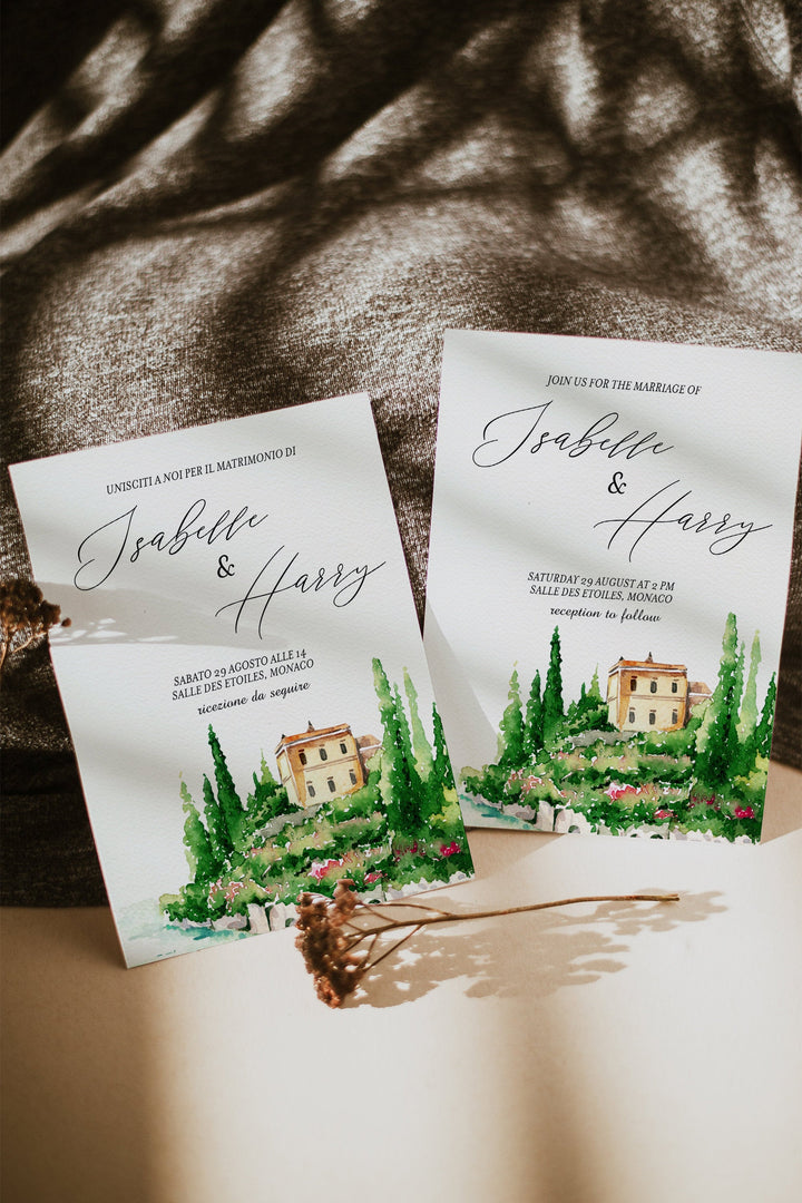 Italian Landscape Wedding Invitation - Invito di Nozze - Invito di Matrimonio - Italy Wedding Invitation - Italy Elopement Invitation