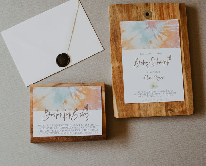 Multicolor Tie Dye Baby Shower Invitation - Neutral Boho Tie Dye Baby Shower Invitation - Rainbow Tie Dye Baby Shower Invitation - Tie Dye