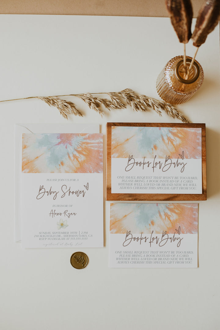 Multicolor Tie Dye Baby Shower Invitation - Neutral Boho Tie Dye Baby Shower Invitation - Rainbow Tie Dye Baby Shower Invitation - Tie Dye