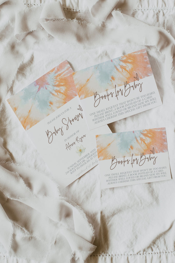 Multicolor Tie Dye Baby Shower Invitation - Neutral Boho Tie Dye Baby Shower Invitation - Rainbow Tie Dye Baby Shower Invitation - Tie Dye