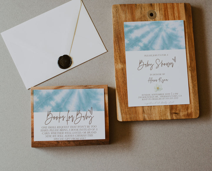 Blue Tie Dye Baby Shower Invitation - Baby Blue Tie Dye Baby Shower Party - Blue Watercolor Tie Dye Bridal Shower Invitation - Tie Dye Invit