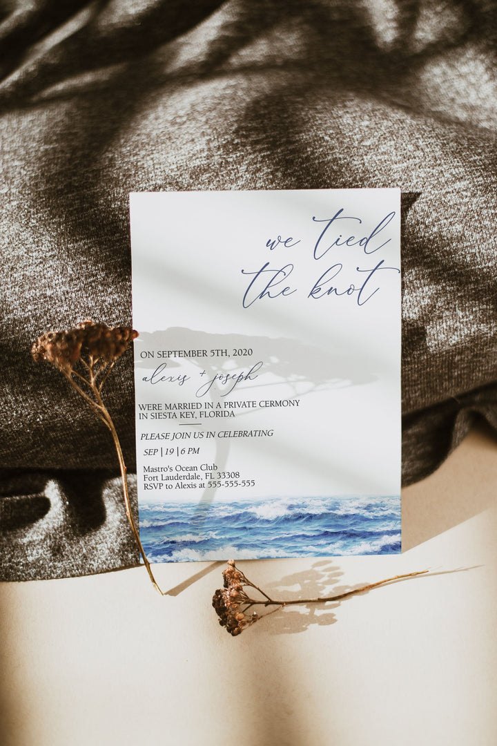 Nautical Beach Wedding Invitation - Beach Elopement Invitation - Beach Reception Invitation - Nautical Wedding Reception Invitation - Beachy