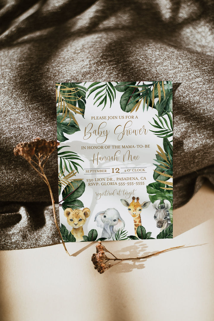 Safari Baby Shower Invitation - Elephant Baby Shower Invitation - Animal Baby Shower Invitation - Jungle Baby Shower Invitation - Printable