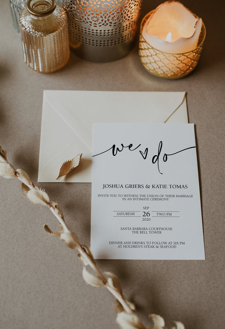 Courthouse Wedding Invitation - City Hall Wedding Invitation - Small Backyard Wedding Invitation - Wedding Reception Invitation - Printable