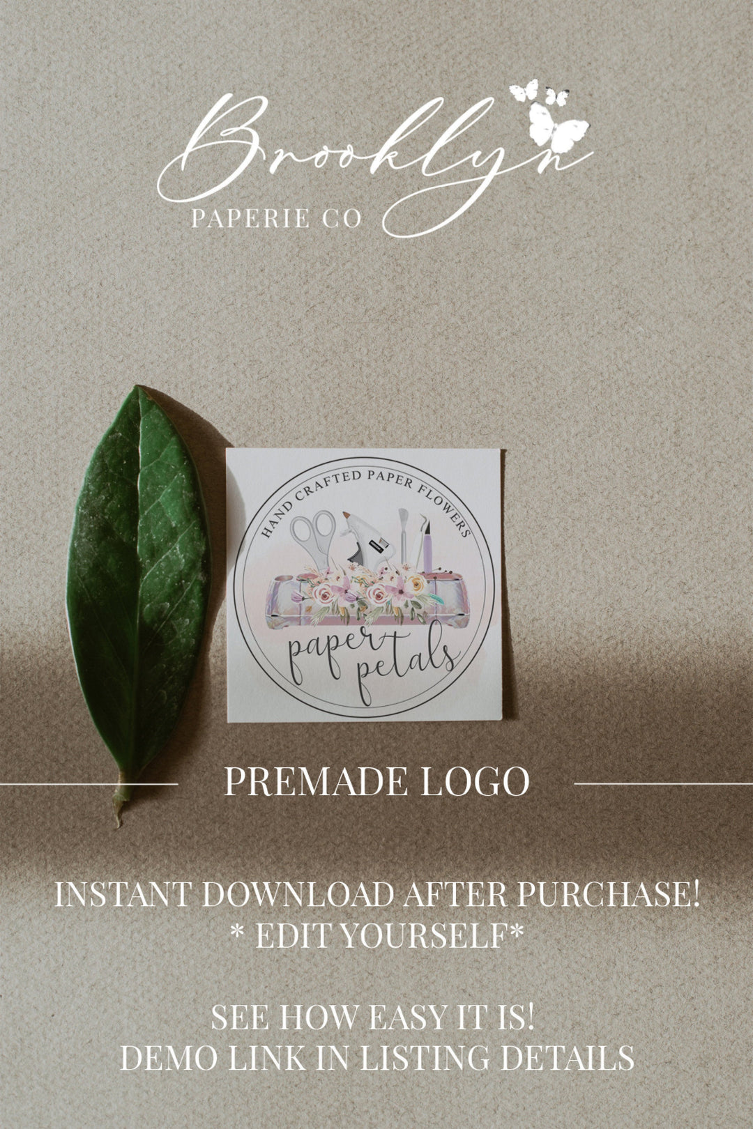 Paper Flower Designer Logo - Crafty Business Logo - Home Crafter Premade Logo Design - Art and Craft Business Logo - Cardstock Flower Logo