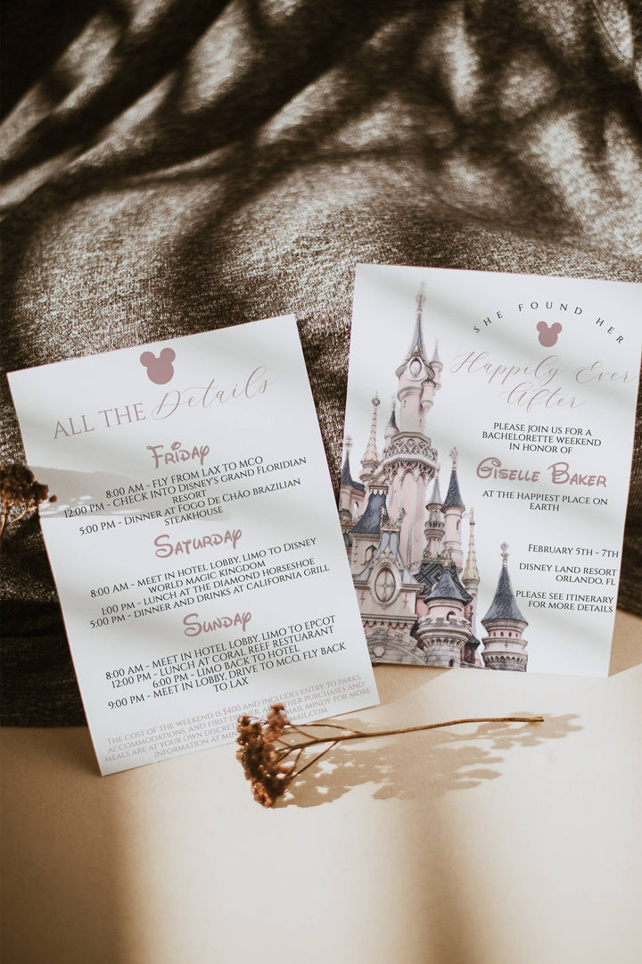 Theme Park Bachelorette Weekend Invitation - Castle Bridal Shower Invitation - Bachelorette Party Invitation - Princess Bachelorette Invite