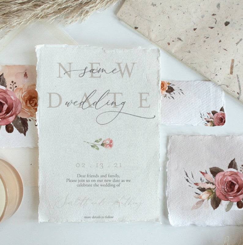 Wedding Reschedule Announcement - Wedding Postponement Announcement - Wedding Change the Date Card - Save the New Date Invitation - Postpone