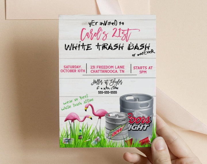 White Trash Bash Invitation - Funny 21st Birthday Party Invitation - Trailer Trash Bash Invitation - Hill Billy Birthday Invitation - Invite