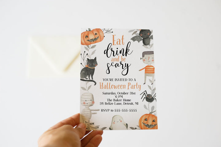 Halloween Potluck Party Invitation - Halloween Costume Party Invitation - Kids Halloween Party Invitation - Halloween Birthday Invitation