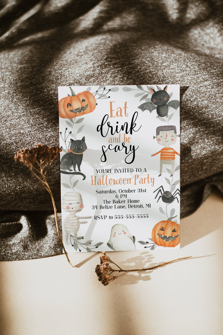 Halloween Potluck Party Invitation - Halloween Costume Party Invitation - Kids Halloween Party Invitation - Halloween Birthday Invitation