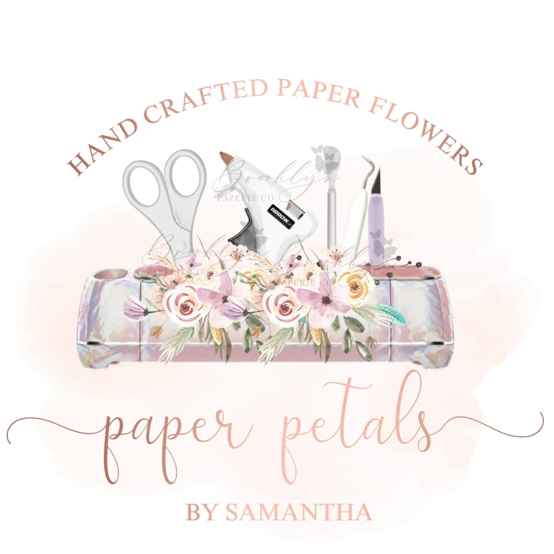 Paper Flower Maker Logo - Paper Flower Creator Logo - Cardstock Flower Creator Logo - Cricut Flower Maker Logo - Crafty Premade Logo Design