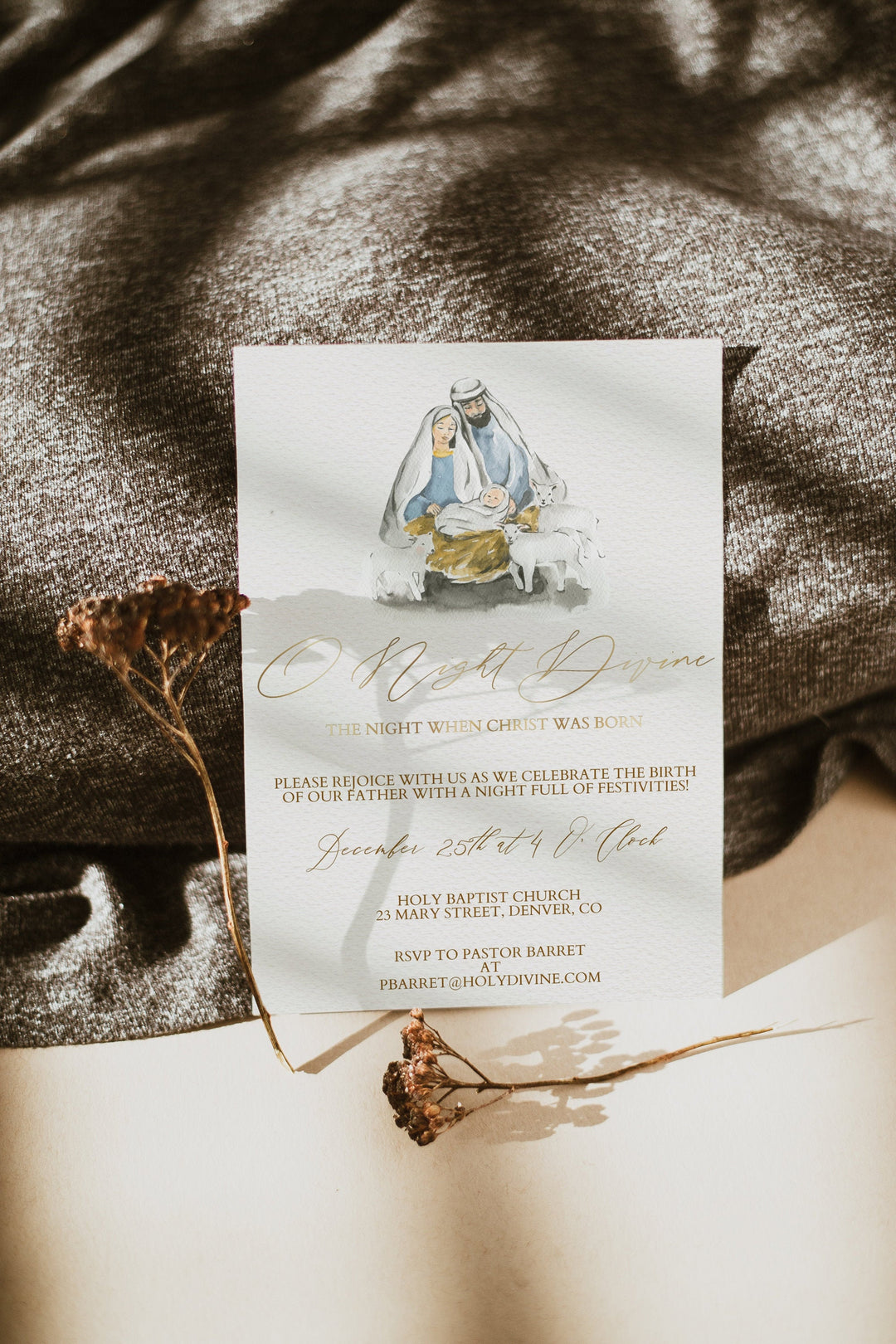 Religious Christmas Invitation - Church Christmas Party Invitation - Christian Christmas Invitation - Baby Jesus Christmas Invitation
