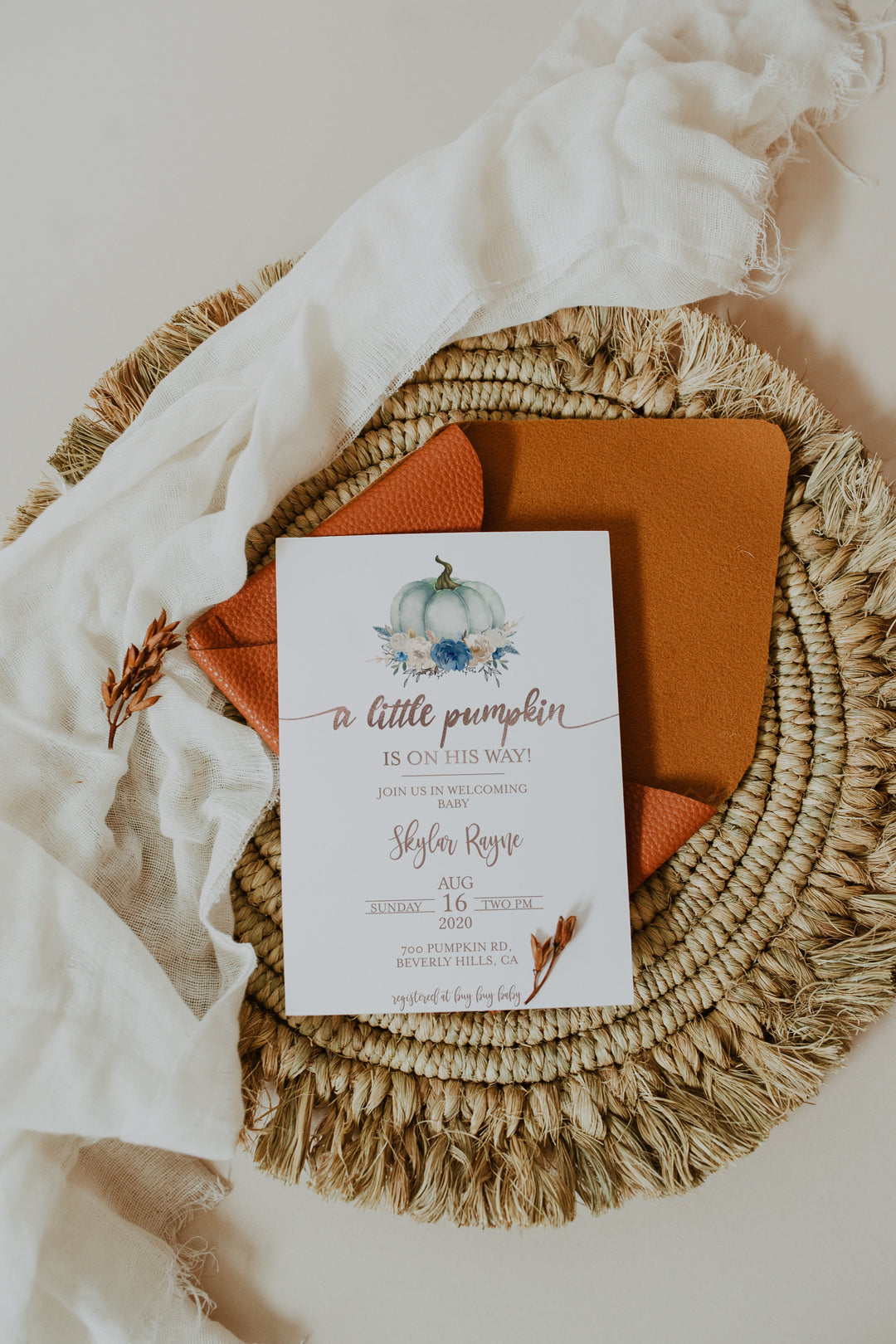 Pumpkin Boy Baby Shower Invitation - Little Pumpkin Baby Boy Baby Shower Invitation - Pumpkin Themed Baby Shower Invitation - Fall Baby
