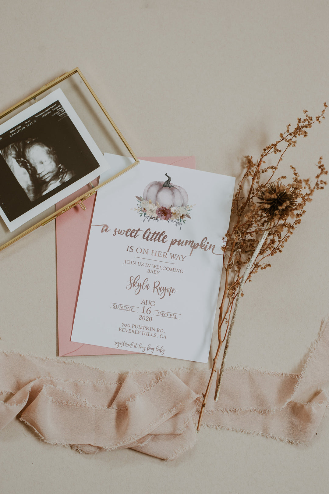 Sweet Little Pumpkin Baby Girl Baby Shower Invitation - Pumpkin Baby Shower Invitation Girl - Pumpkin Theme Baby Shower Invitation