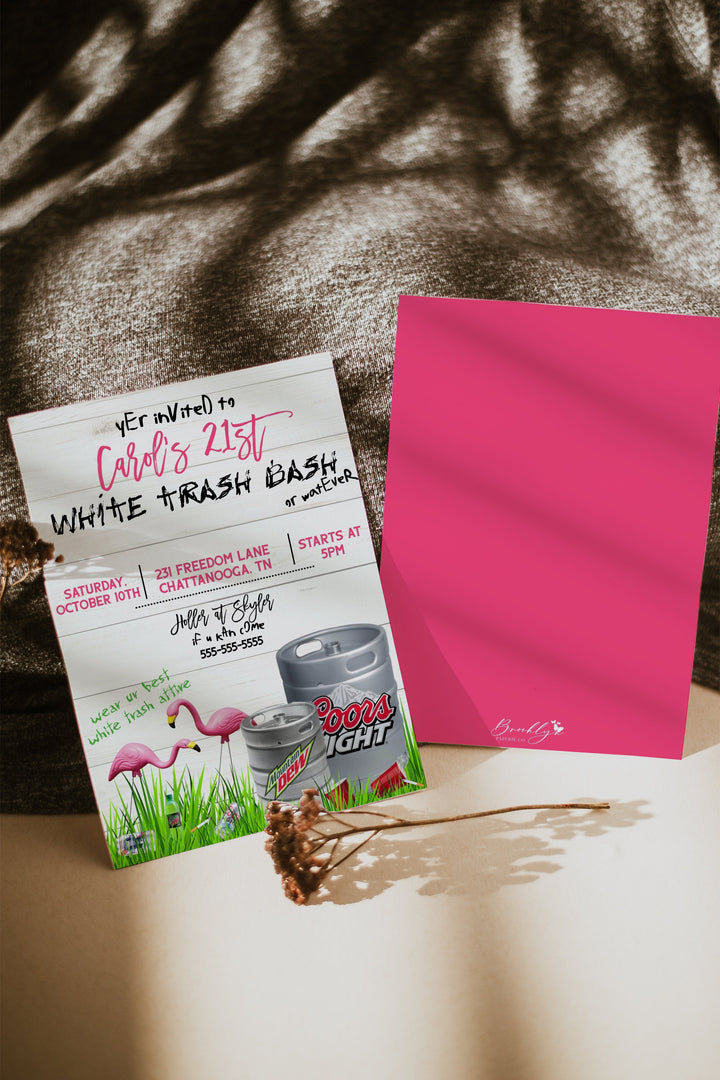 White Trash Bash Invitation - Funny 21st Birthday Party Invitation - Trailer Trash Bash Invitation - Hill Billy Birthday Invitation - Invite