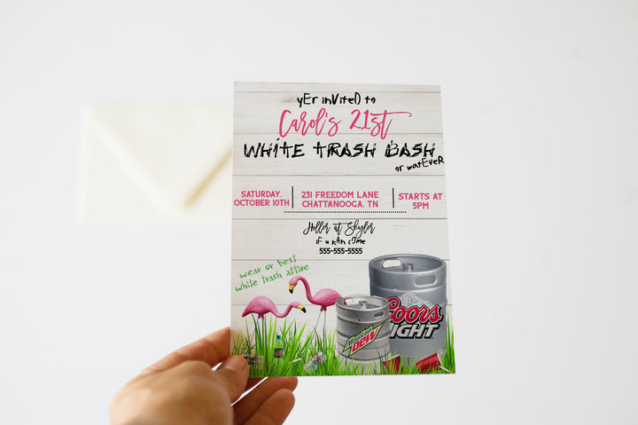 White Trash Bash Invitation - Funny 21st Birthday Party Invitation - Trailer Trash Bash Invitation - Hill Billy Birthday Invitation - Invite