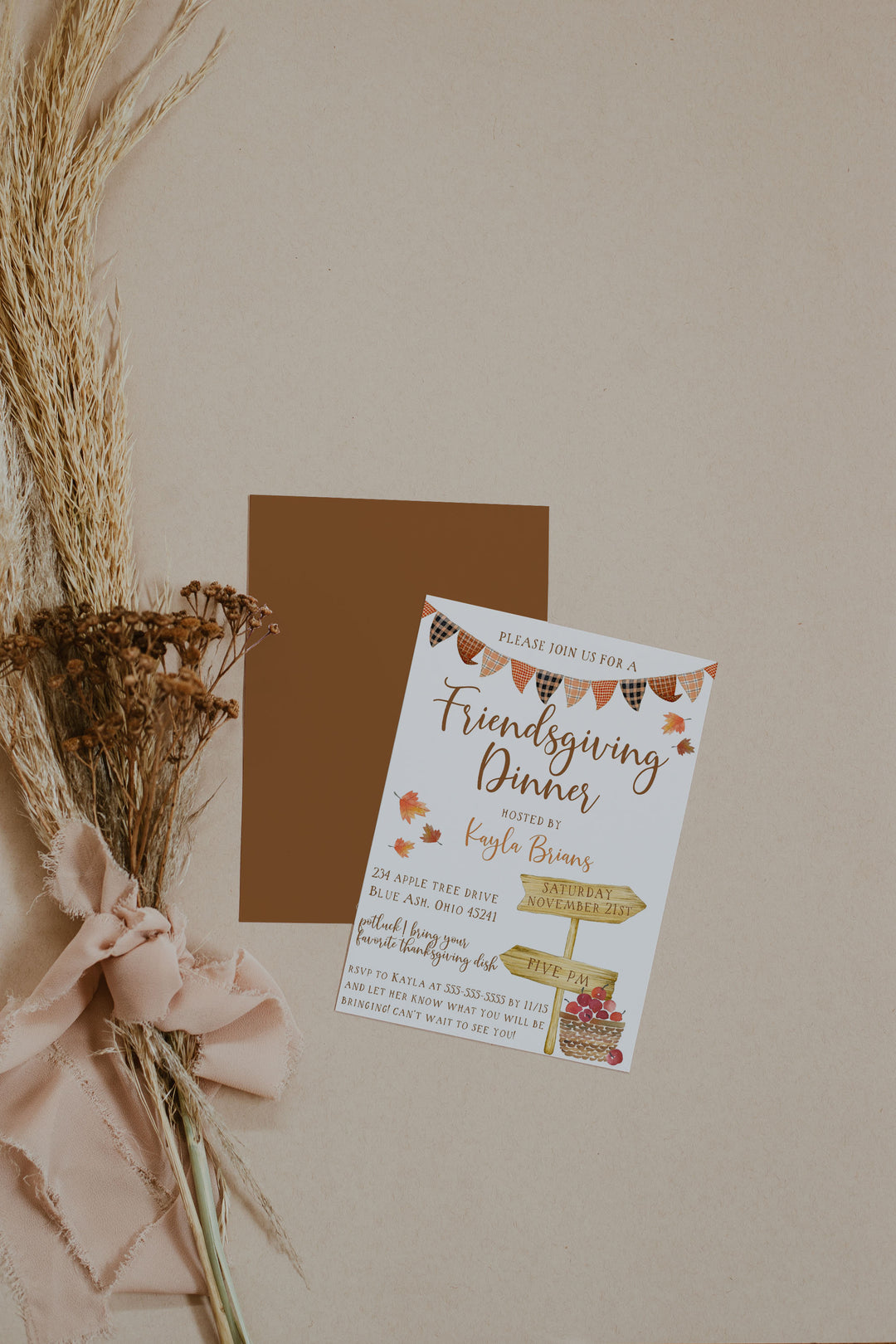 Cute Friendsgiving Dinner Invitation - Fall Inspired Friendsgiving Invitation - Friendsgiving Party Supplies - Thanksgiving with Friends