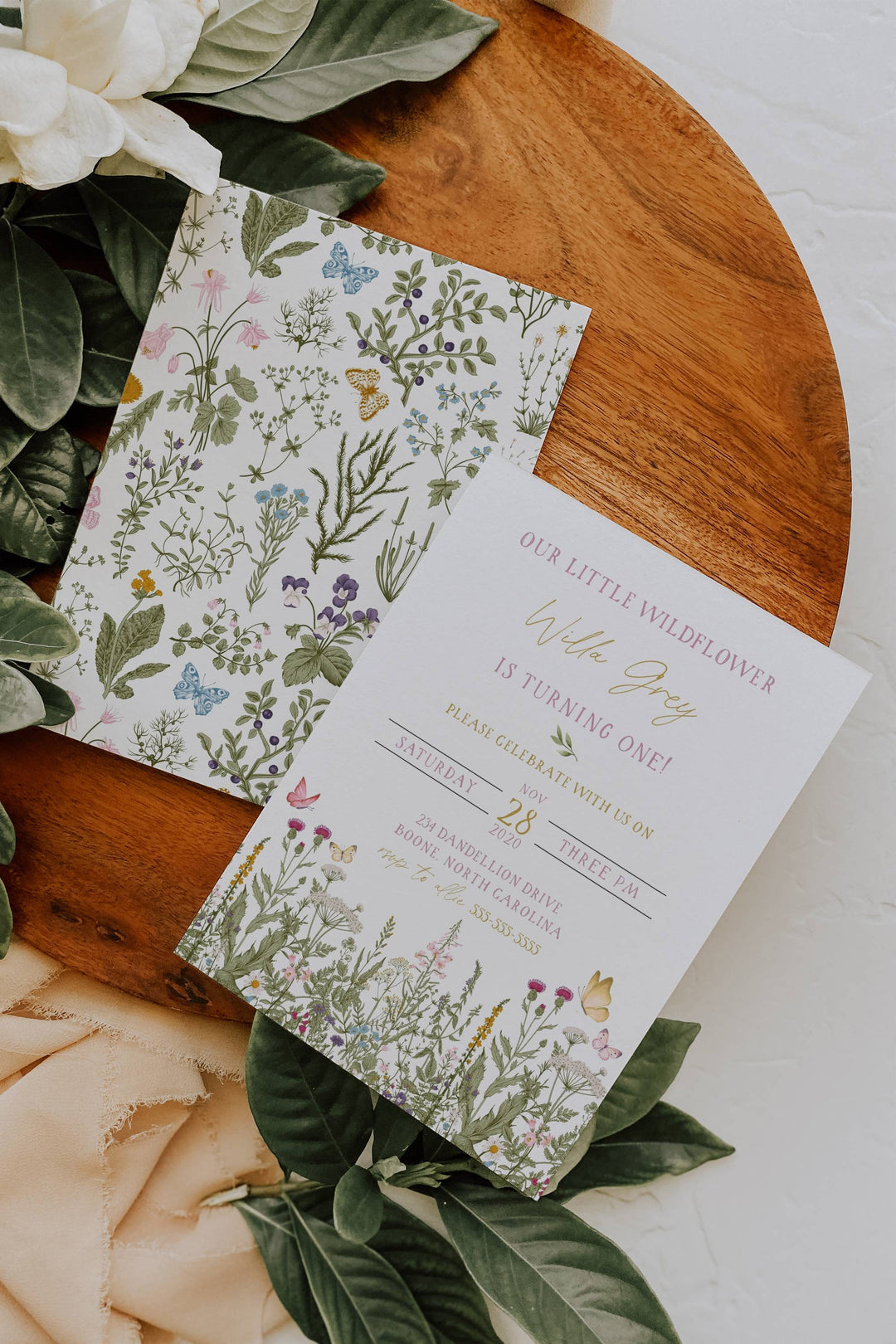Wildflower Birthday Invitation - Our Little Wildflower Party Invitation - Wildflower Garden Birthday Invitation - Butterfly Wildflower Card