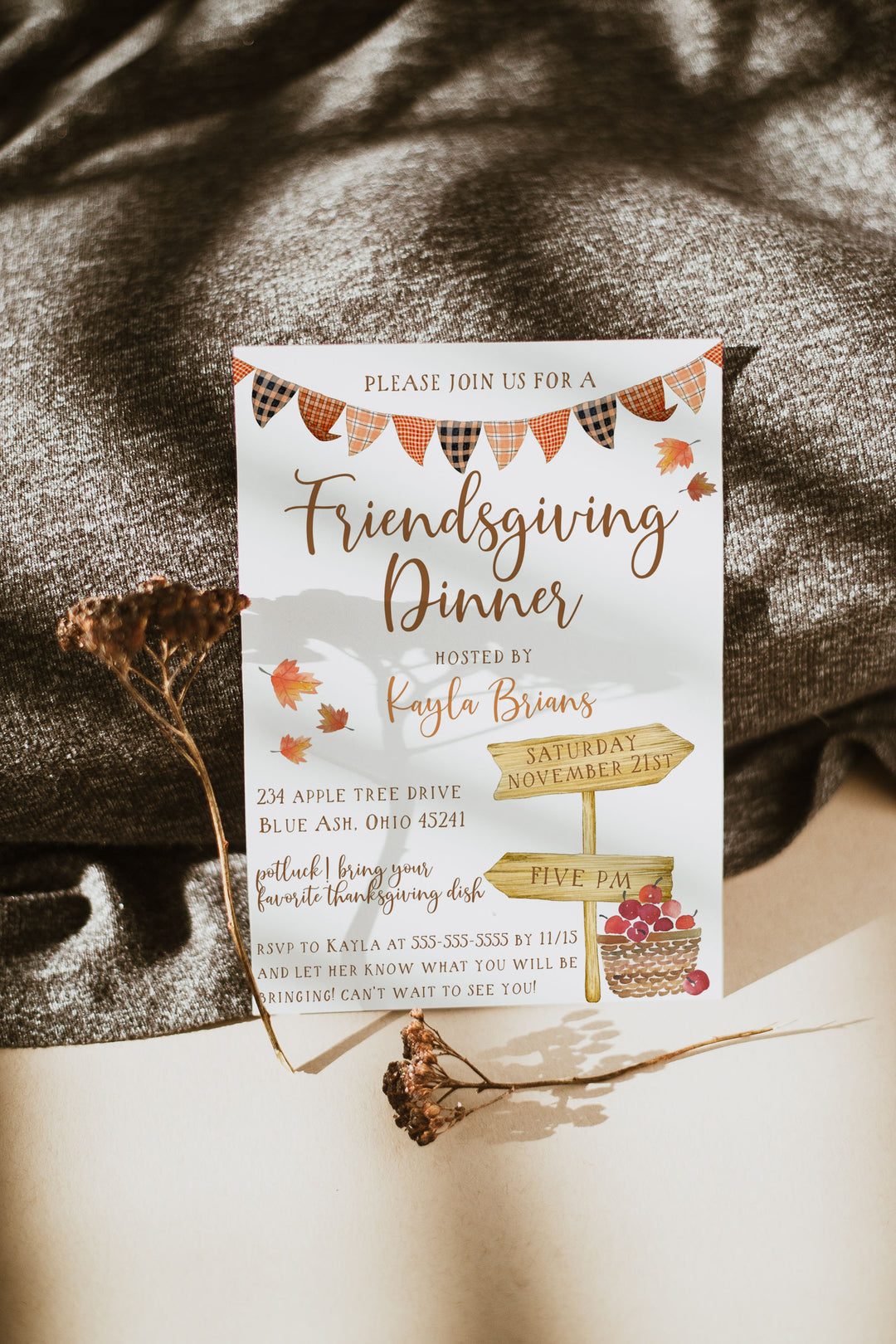 Cute Friendsgiving Dinner Invitation - Fall Inspired Friendsgiving Invitation - Friendsgiving Party Supplies - Thanksgiving with Friends