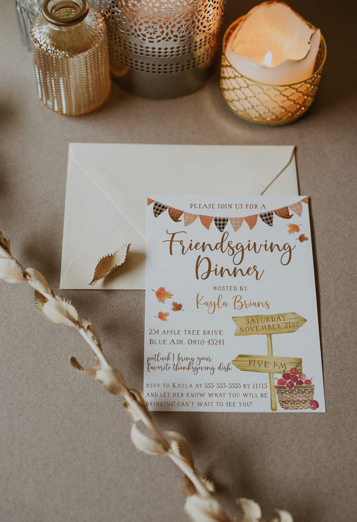 Cute Friendsgiving Dinner Invitation - Fall Inspired Friendsgiving Invitation - Friendsgiving Party Supplies - Thanksgiving with Friends