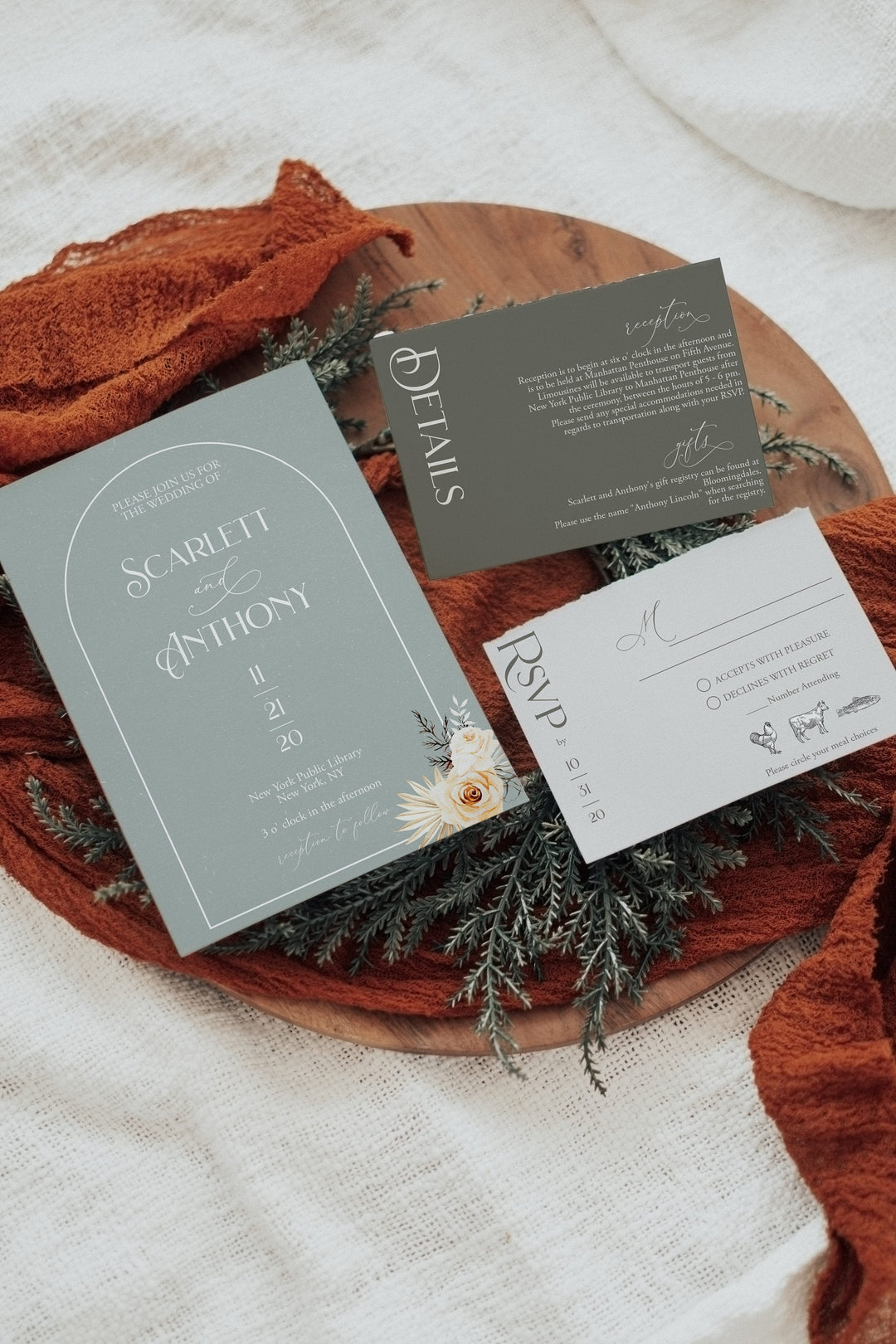 Boho Burnt Orange Invitation Suite Mockup - Moody Invitation Mockup - Smart Object Stationary Mockup Boho Aesthetic - Boho Card Mockup - PSD