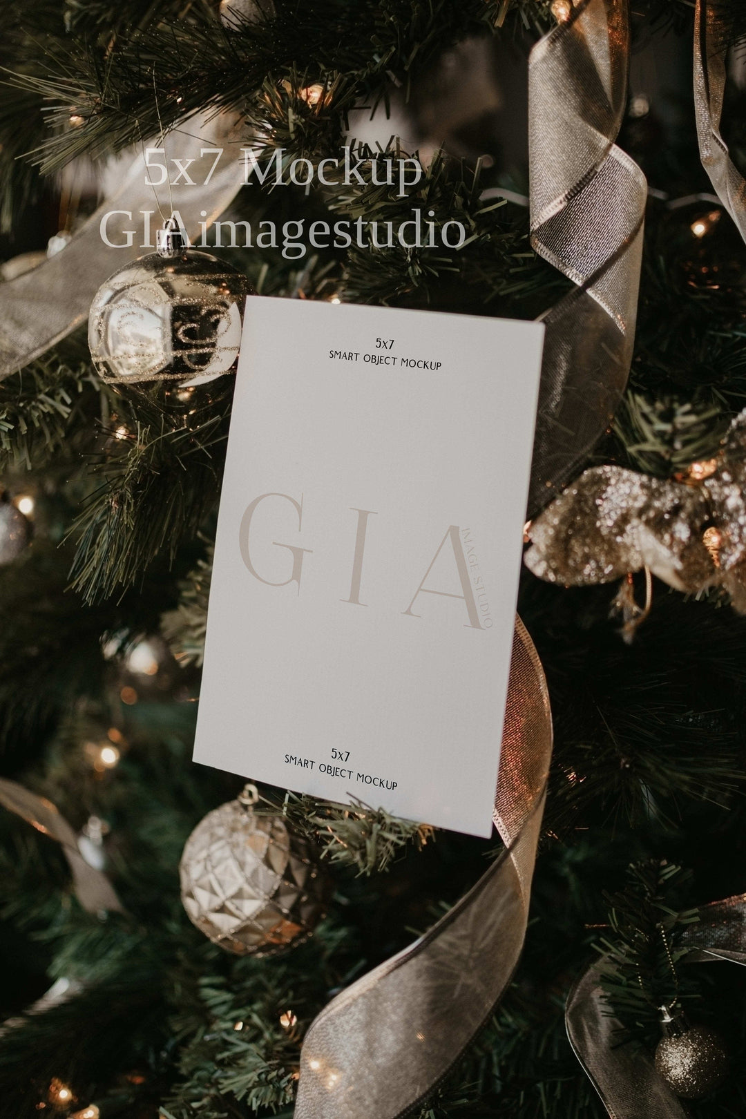 5x7 Holiday Invitation Mockup - Boho 5x7 Christmas Invitation Mockup - Holiday Stationary Mockup - Christmas Invitation Smart Object Mockup