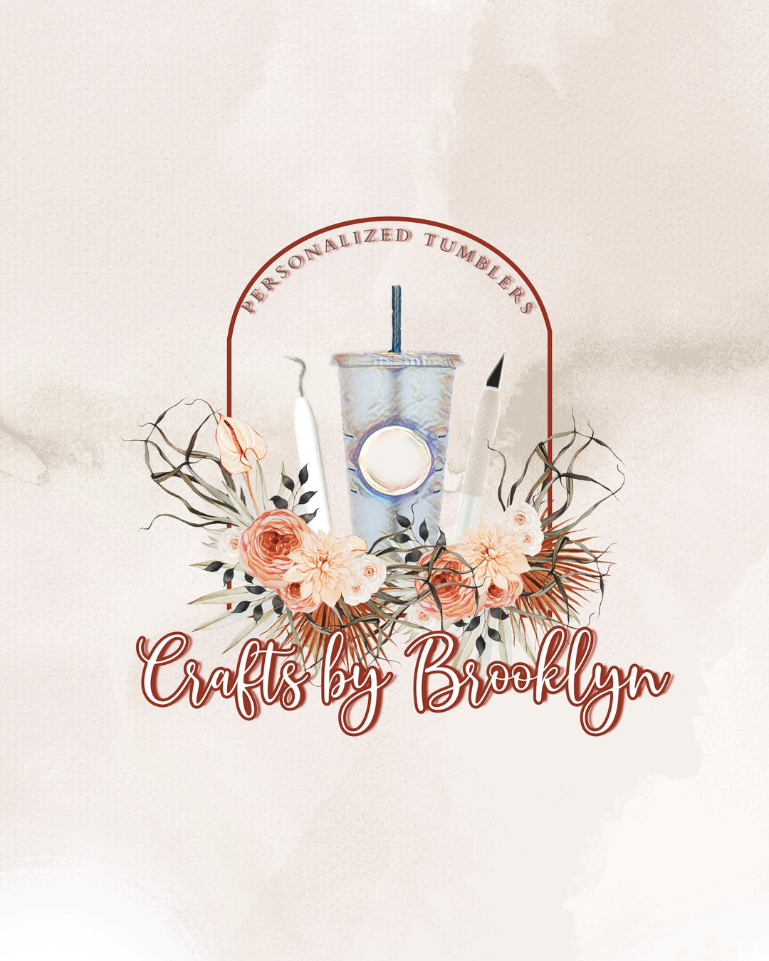 Boho Tumbler Cricut Crafter Logo - Neutral Boho Tumbler Business Logo - Personalized Tumbler Designer Logo - Desert Boho Tumbler Craft Logo