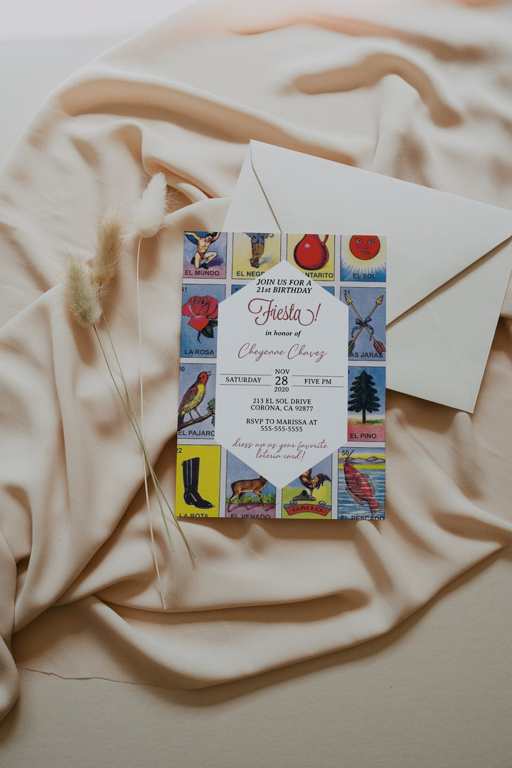 Loteria Birthday Invitation - Mexican Loteria Birthday Theme Invitation - Loteria Mexican Fiesta Birthday Invitation - Loteria Cumpleanos