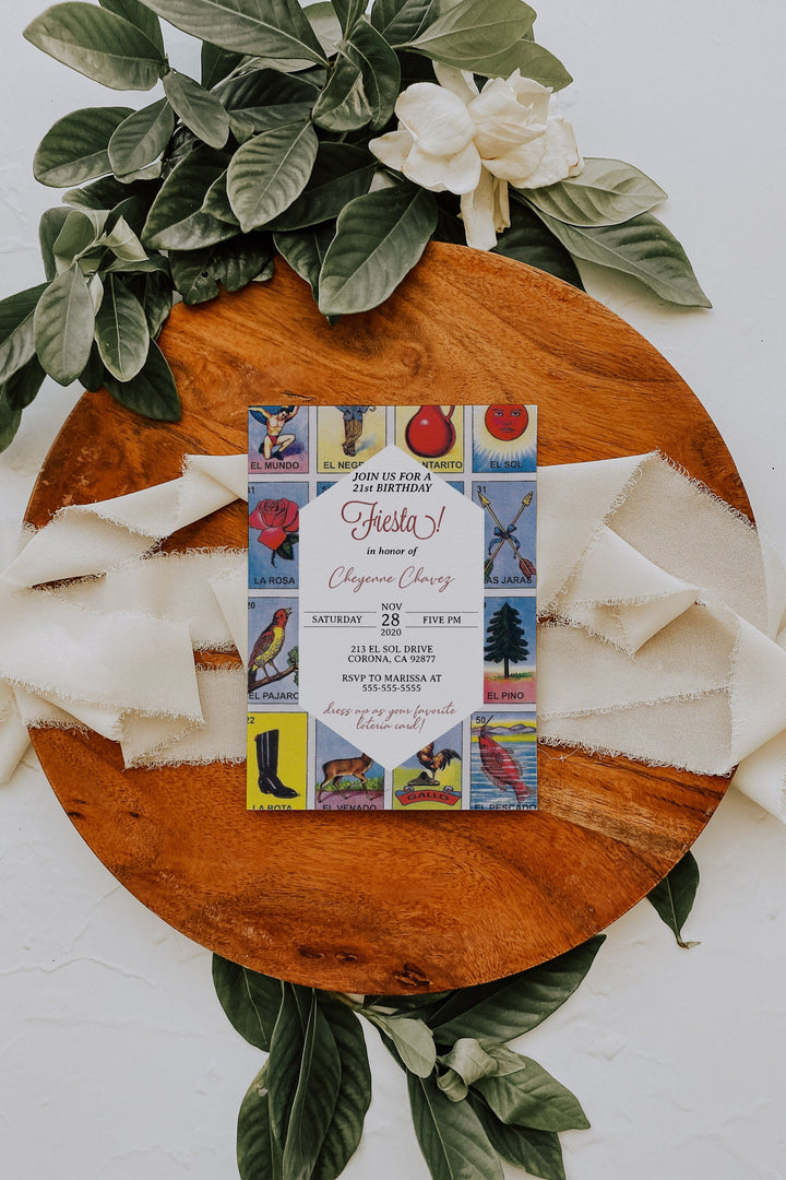 Loteria Birthday Invitation - Mexican Loteria Birthday Theme Invitation - Loteria Mexican Fiesta Birthday Invitation - Loteria Cumpleanos