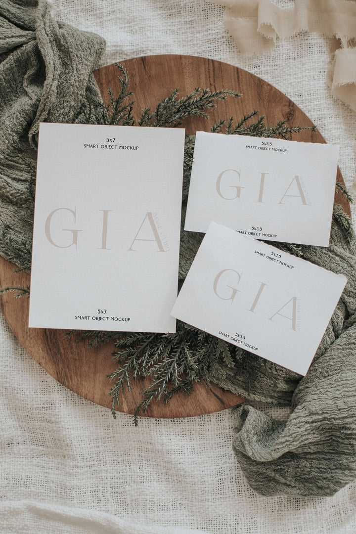 Forest Green Boho Invitation Mockup - Boho 5x7 Invitation Mockup - Simple Boho Invitation Mockup - Moody Green Boho Invitation Mockup Suite