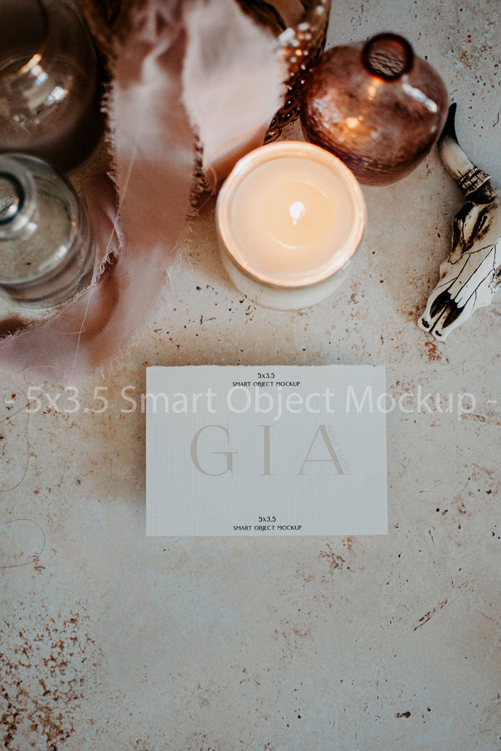 Boho Thank You Card Mockup - RSVP Card Mockup - Invitation Boho Mockup - 5x3.5 Boho Mockup - Insert Card Mockup - Blank Card Mockup - Styled