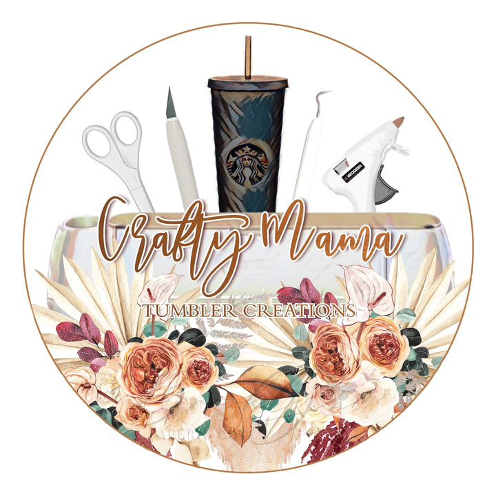 Boho Tumbler Crafter Logo - Boho Pampas Grass Crafty Logo Design - Tumbler Designer Crafter Logo - Boho Modern Tumbler Creator Logo - Cricut